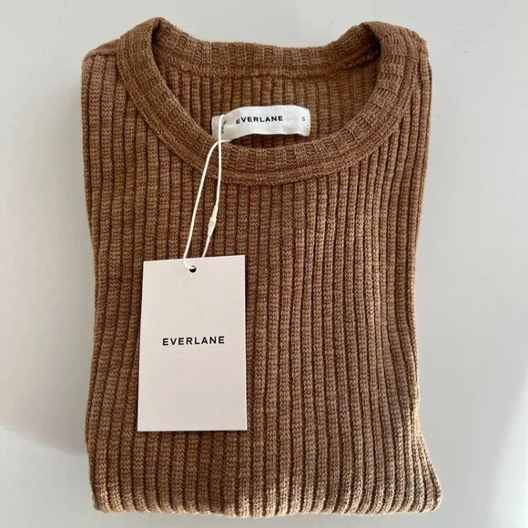 NWT Everlane The Cozy Rib Long-Sleeve Tee / cappuccino / small - Picture 7 of 7